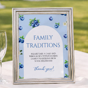 Blueberry Baby Shower Family Traditions Game Poster