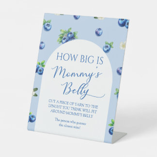 BlueBerry Baby Shower Guess How Big is her Belly Pedestal Sign