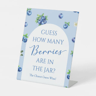 Blueberry Baby Shower Guess How Many Berries Game Pedestal Sign