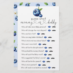Blueberry Baby Shower "Guess Who" Game