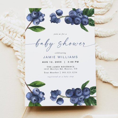 Blueberry Baby Shower Invitation
