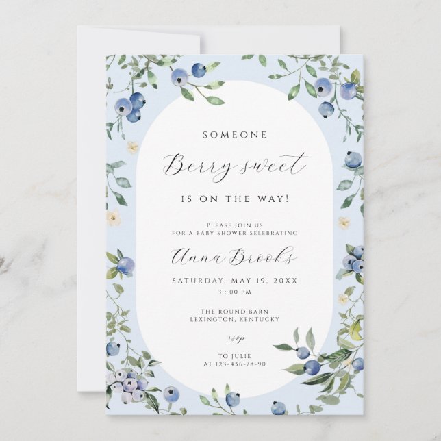 Blueberry  Baby Shower Invitation | Berry Sweet (Front)