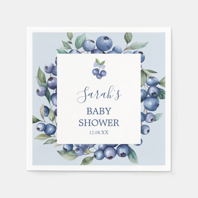 Blueberry Baby Shower Napkins (Front)