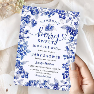 Blueberry Baby Shower Navy Blue Boy Berry Sweet Invitation