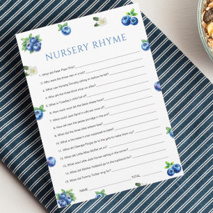 Blueberry Baby Shower Nursery Rhyme Game Card