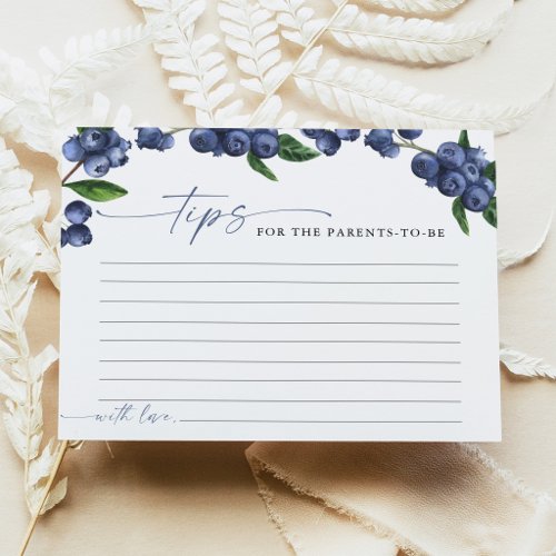 Blueberry Baby Shower Parenting Tips Advice Card