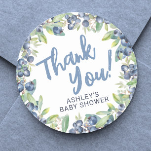 Blueberry Baby Shower Thank You Classic Round Sticker