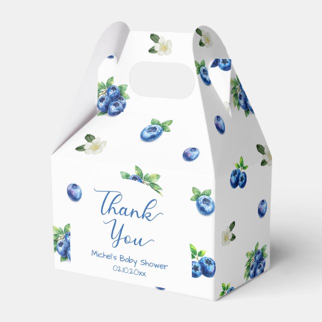 Blueberry Baby Shower Thank You Favor Boxes (Front Side)