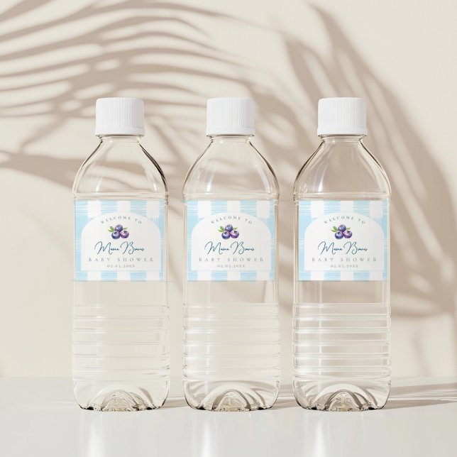 Blueberry baby shower water bottle label (Creator Uploaded)