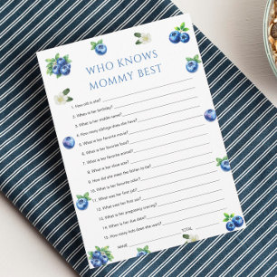 Blueberry Baby Shower Who Knows Mommy Best Game  Invitation