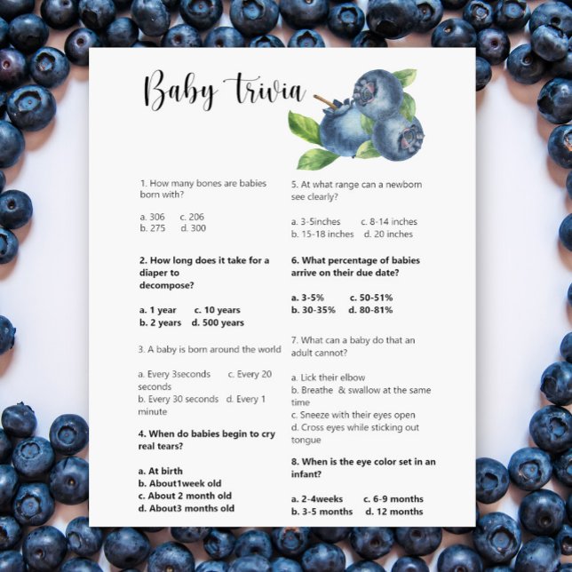 Blueberry - Baby Trivia Baby Shower Game (Creator Uploaded)
