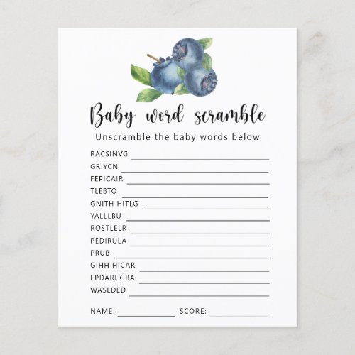 Blueberry _ Baby Word Scramble Game