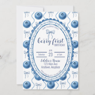 Blueberry Baby's Berry First 1st Birthday Party Invitation