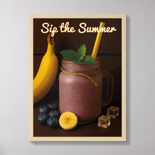Blueberry Banana Smoothie – Sip the Summer Series Framed Art (Framed Front)
