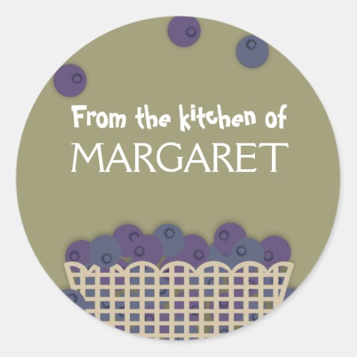 blueberry basket baking kitchen gift stickers  classic round sticker