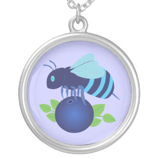 Blueberry Bee Silver Plated Necklace