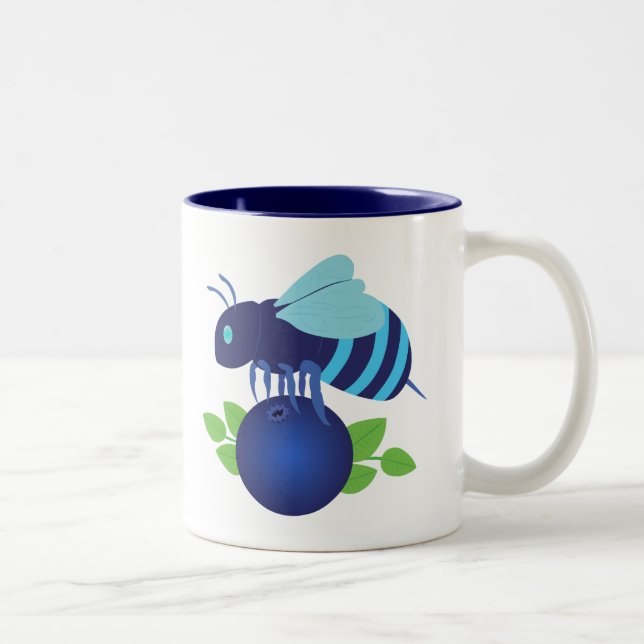Blueberry Bee Two-Tone Coffee Mug (Right)