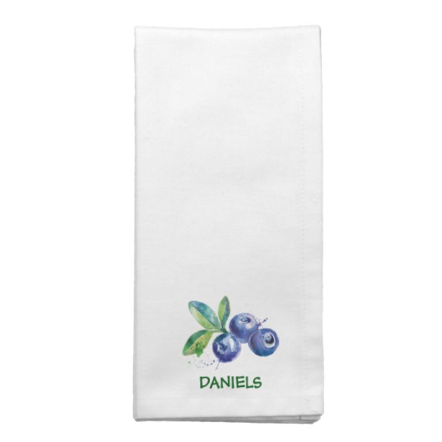 Blueberry Berries Fruit Blueberries Custom Name Na Cloth Napkin (Folded)