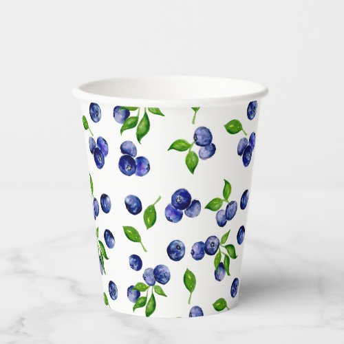 Blueberry Berry Cute Watercolor Pattern Paper Cups