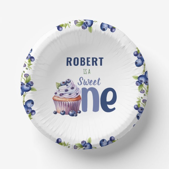 Blueberry Berry First 1st Birthday Paper Bowls (Front)