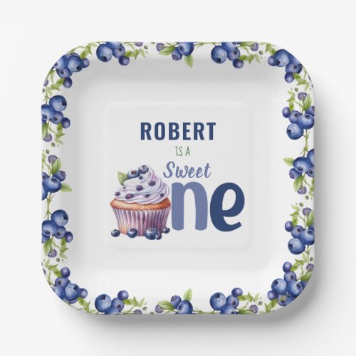 Blueberry Berry First 1st Birthday Paper Plates