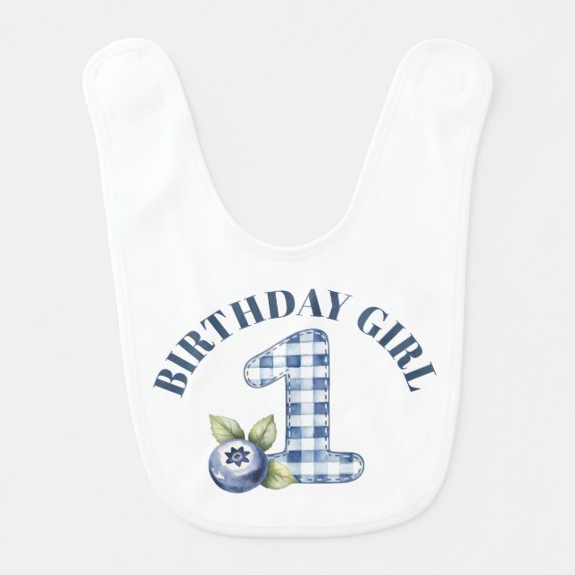 Blueberry Berry First Birthday Baby Bib (Front)