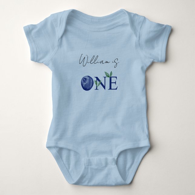 Blueberry berry first birthday boy baby bodysuit (Front)