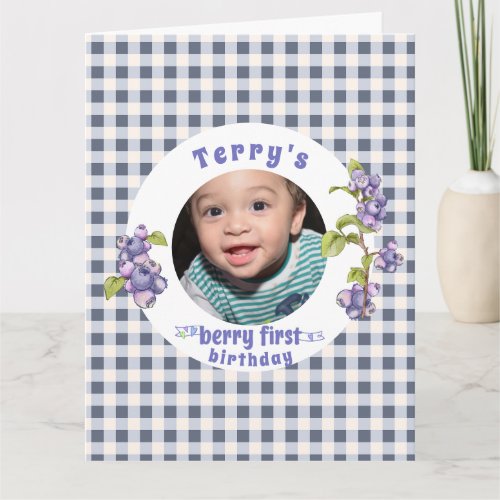 Blueberry Berry First Birthday Card