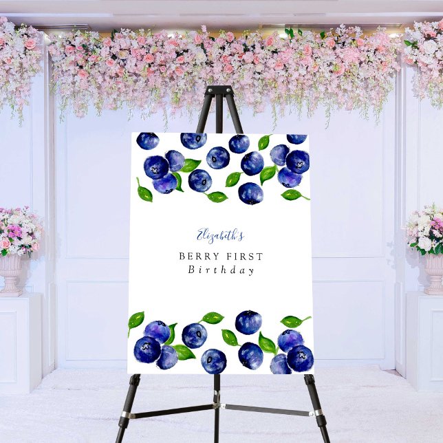 Blueberry Berry First Birthday Welcome Sign Cute (Creator Uploaded)