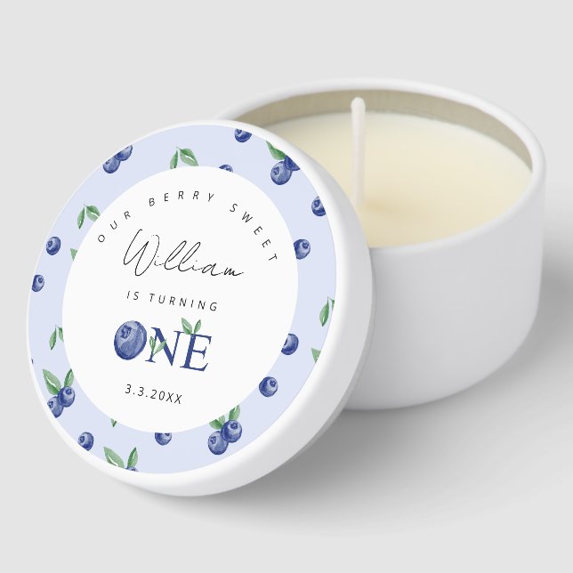 Blueberry berry first boy birthday  mini candle favors (Corner)