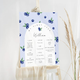 Blueberry Berry first boy birthday party milestone Foam Board