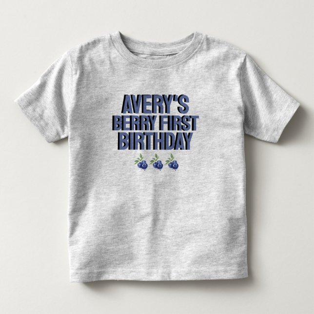 Blueberry Berry First Girl 1st Birthday  Toddler T-shirt (Front)