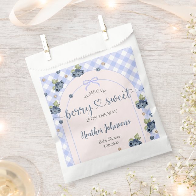 Blueberry Berry Sweet Baby Boy Baby Shower Favor Bag (Clipped)