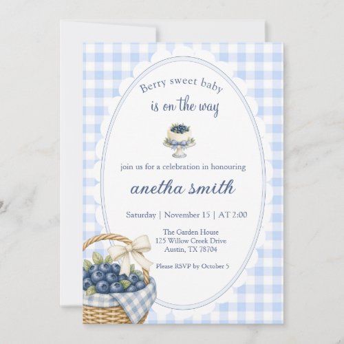Blueberry Berry Sweet Baby is on the way Baby Show Invitation