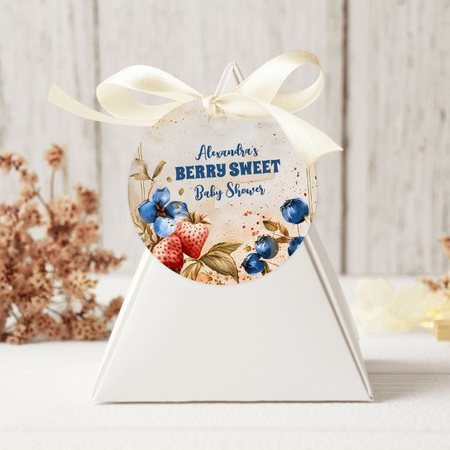 Blueberry Berry Sweet Baby Shower Classic Round Sticker (Creator Uploaded)