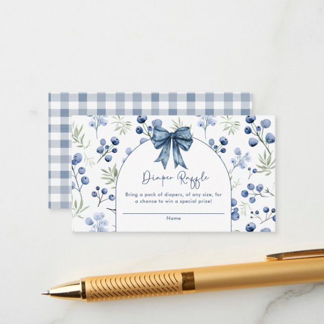 Blueberry Berry Sweet Baby Shower Enclosure Card  (Front/Back In Situ)