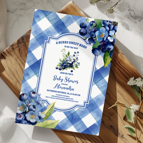Blueberry Berry sweet baby shower Invitation