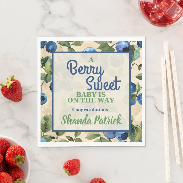 Blueberry Berry Sweet Baby Shower Napkins (Insitu)
