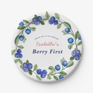 Blueberry berry sweet baby shower paper plates