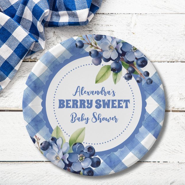Blueberry Berry Sweet Baby Shower Paper Plates (Creator Uploaded)
