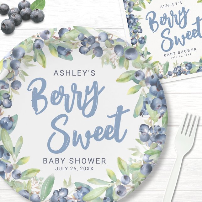 Blueberry Berry Sweet Baby Shower Paper Plates (Paper Plate )