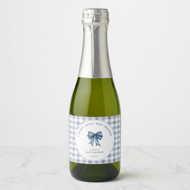 Blueberry Berry Sweet Baby Shower  Sparkling Wine Label (Front)