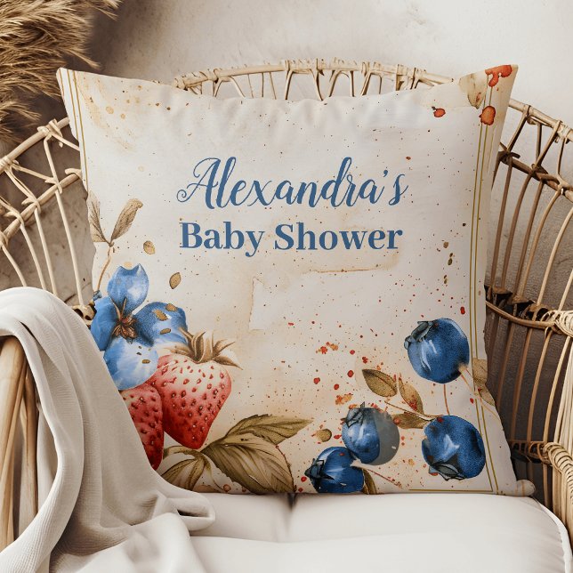 Blueberry Berry sweet baby shower Throw Pillow (Creator Uploaded)