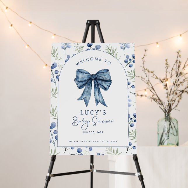 Blueberry Berry Sweet Baby Shower Welcome  Foam Board (In Situ (Stand))