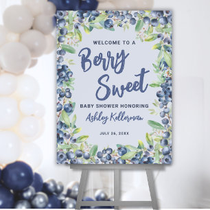 Blueberry Berry Sweet Baby Shower Welcome Sign