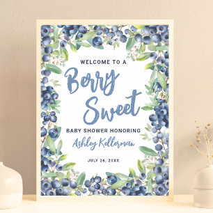 Blueberry Berry Sweet Baby Shower Welcome Sign