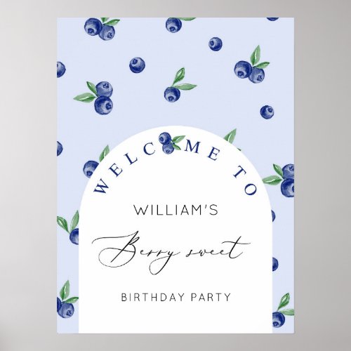 Blueberry Berry sweet birthday party welcome Poster