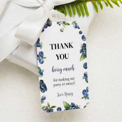 Blueberry Berry Sweet Birthday Thank You Gift Tag