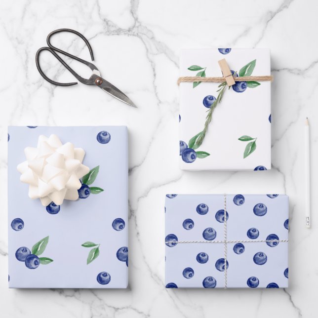 Blueberry berry sweet birthday  wrapping paper sheets (Front)