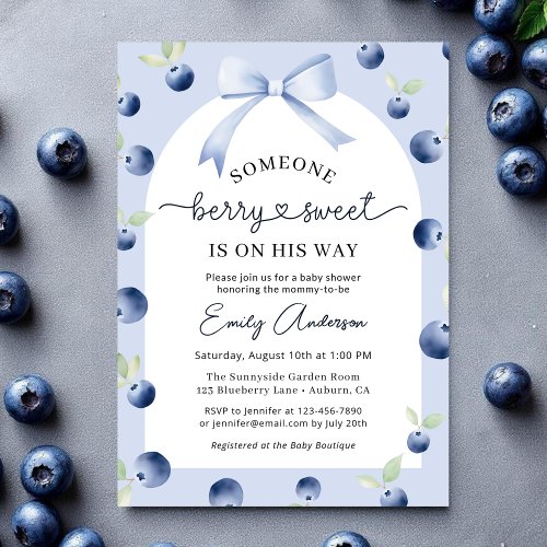 Berry Sweet Bow baby shower invitation